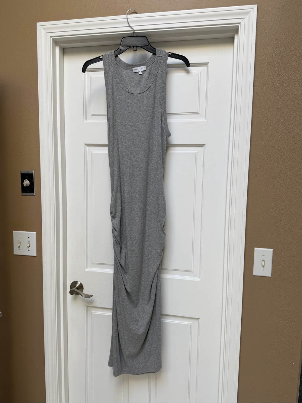 Michael Stars Gray Sleeveless Ruched Maxi Dress